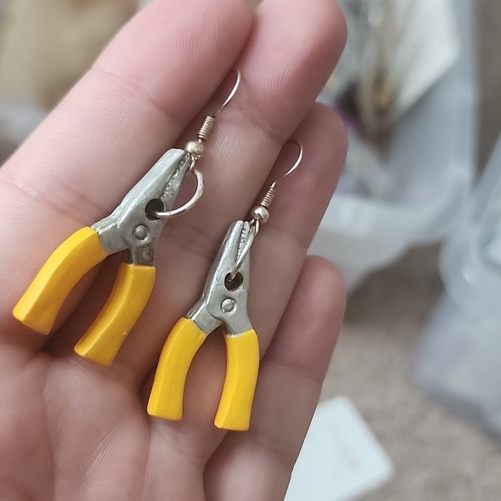 Yellow Pliers Earrings - Picture 2 of 3